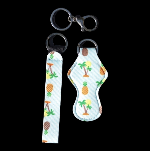 5 / $25 Lip Balm Holder Keychain Pineapple Lipstick Keychain Tropical Keyring - Picture 2 of 16